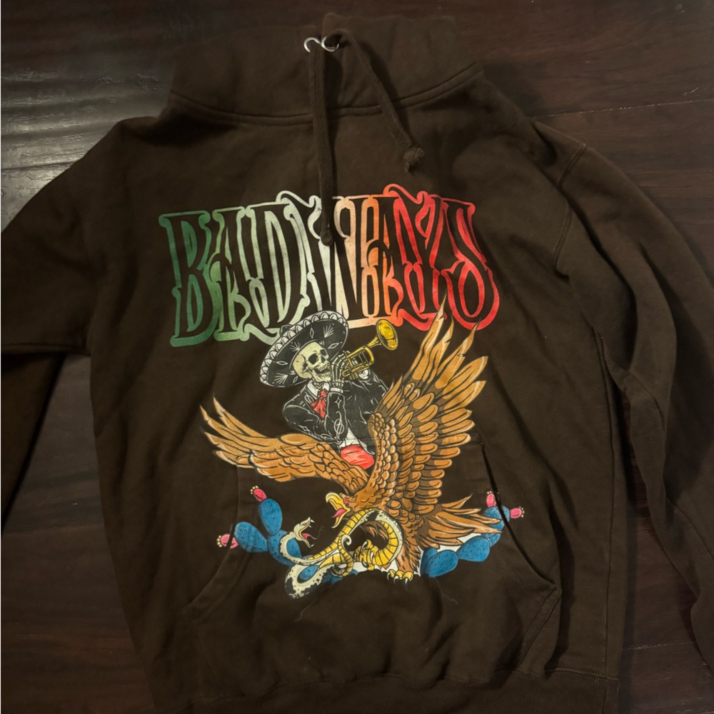 Brown Graphic Hoodie with Colorful Design.  BADWAYS BRAND